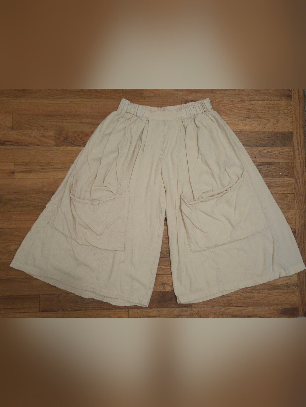 Free People Linen Cream Wide-Leg Pocket Palazzo Crop Pants Size S
